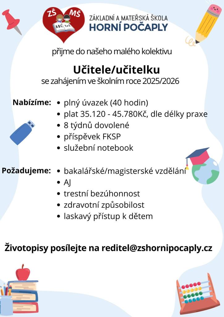 Hledá se nový učitel/učitelka